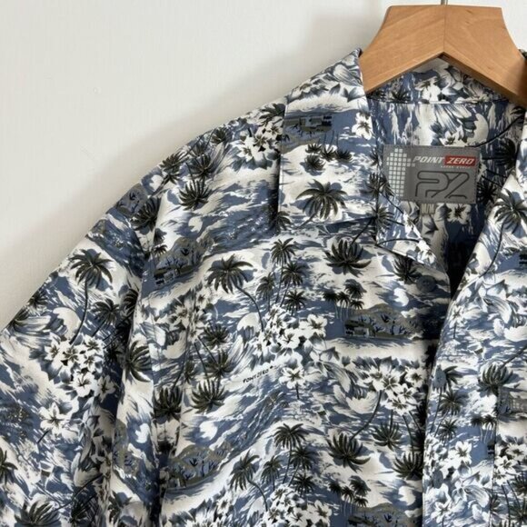 Point Zero Vital Cycle Men’s Medium Short Sleeve Hawaiian Button Down Shirt Palm - Picture 6 of 10